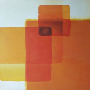 I Nym Sudarma 01 Astratto arancio acrilico su tela cm 200×200 anno 2015