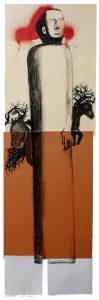 Enzo Cucchi Predicatore carbone e pastelli su carta cm 240,9×105,8 anno 2020